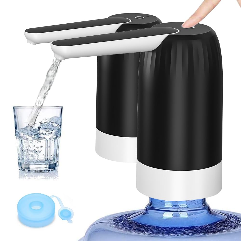 Myvision 2 Pack Electric Portable 5 Gallon Water Dispenser, Universal Micro USB Charging Water Bottle Pump, 3-5 Gallon Jug Water Dispenser with Silicone Cap (2pcs Mode 6)