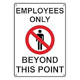 Weatherproof Plastic Vertical Employees Only Beyond This Point Sign with English Text and Symbol