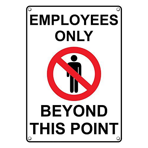 Weatherproof Plastic Vertical Employees Only Beyond This Point Sign with English Text and Symbol