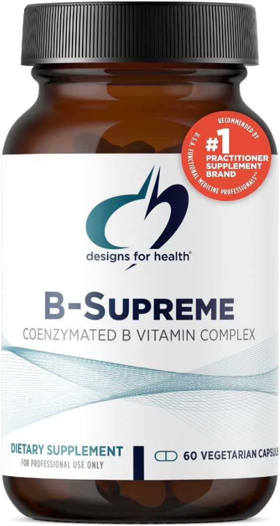 Designs for Health B-Supreme - Vitamin B Complex with B1, B2, B3, Biotin, B6, Active Folate (Methylfolate), Methyl B12 - Includes TMG + Choline -Non-GMO B Complex Supplement - Vegan (60 Capsules)