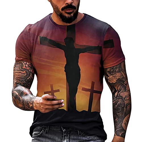 T-shirt col rond homme imprimé vintage pour Pâques et été