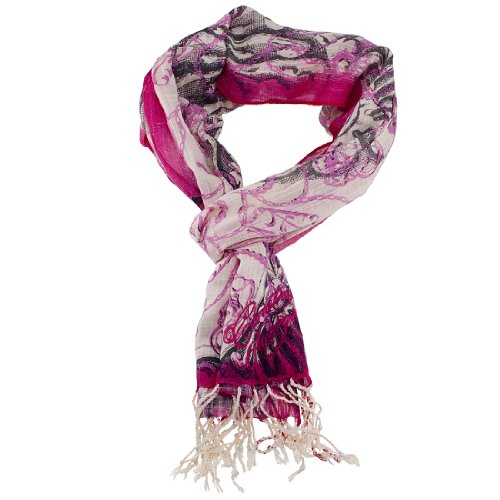 Christian Audigier 18x75 Logo Chain Fringe Scarf - Pink