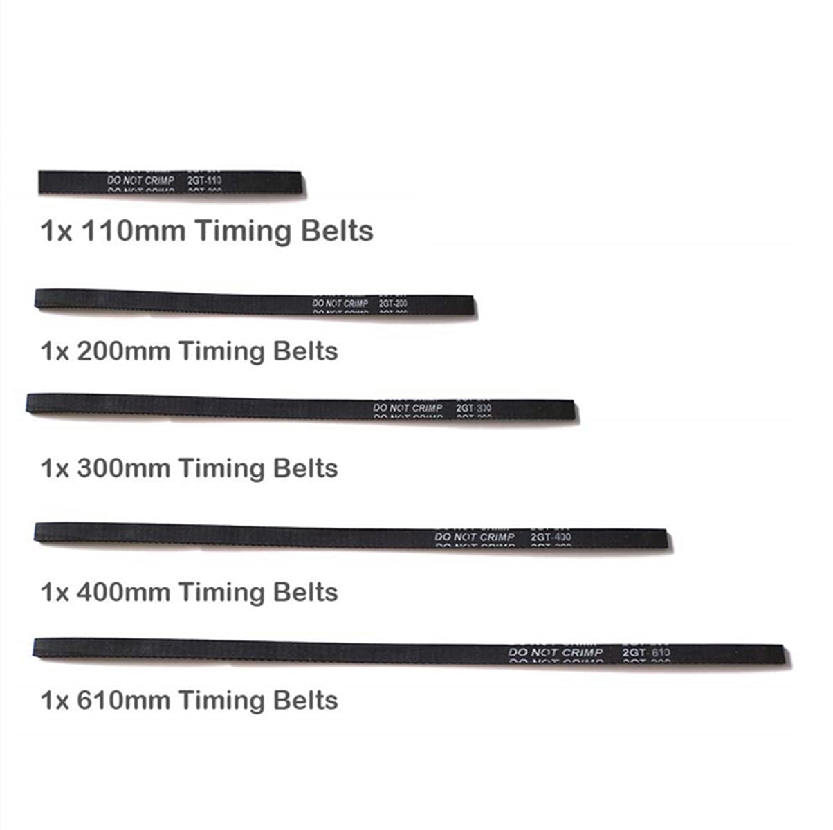 Cinghie GT2 Per Stampanti 3D - Set 6 Pezzi, 6mm, Lunghezze Diverse (110mm-300mm)
