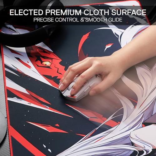 Redragon EISA P047S Anime Gaming Mouse Pad - Smooth Lycra Surface, Anti-Slip Rubber Base, Spill-Resistant, Durable 5mm Thick Design, 13 x 10 inches, Black - Image 4
