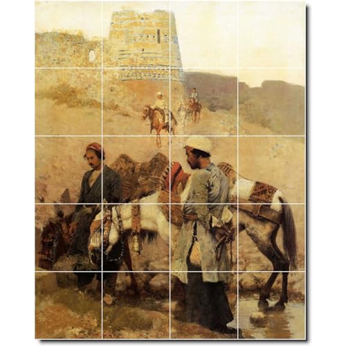 Ceramic Tile Mural-Edwin Weeks City Bathroom Tile Mural 4. 32"W