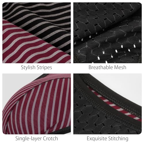 Men's Modal Thong Underwear – Breathable Striped T-Back with Ice Silk Mesh Panel S6104