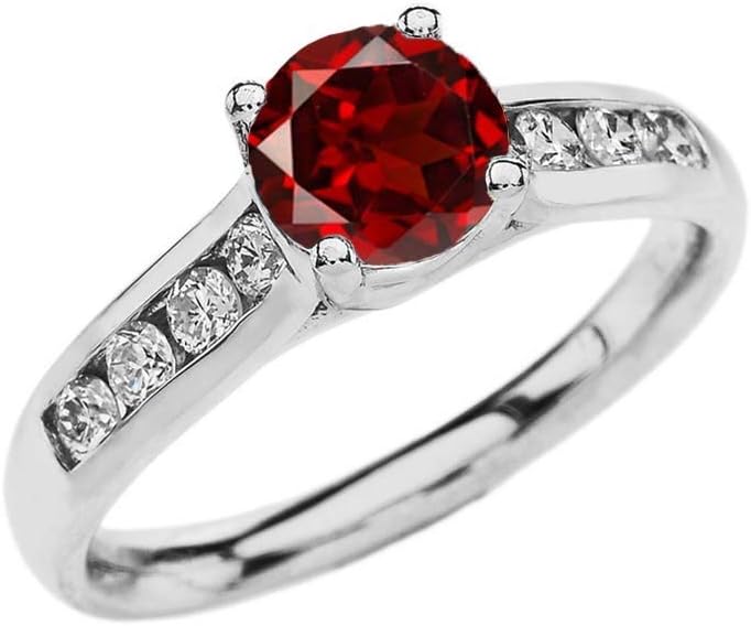 Elegant 10k White Gold CZ Channel-Set Personalized Solitaire Genuine Birthstone Engagement Proposal Ring