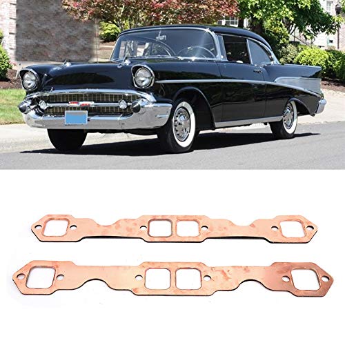 Image of Exhaust Gaskets, 2pcs Square Port Copper Header Exhaust Gaskets Reusable Fit for for SB 327 305 350 383