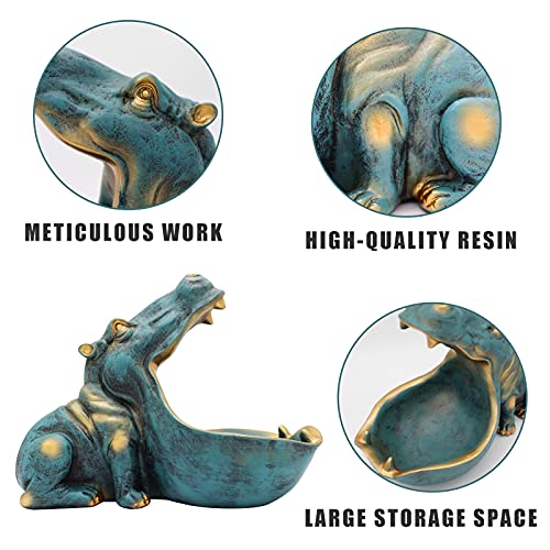 Aboxoo Hippo Statue Home Resin Hippopotamus Figurine Fun Candy Dish,Key Bowl,Big Mouth Sculpture Table Art Decoration Sundries Container Storage Box thumb #1