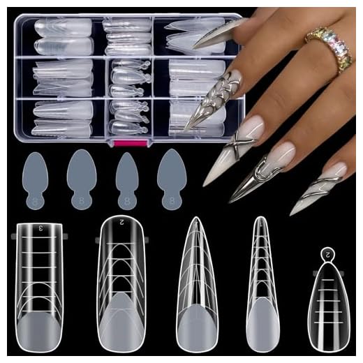 MELLIEX 120 Piezas Moldes Uñas Acrilicas 5 Formas Extensión de Uñas Postizas Transparente Juego con 48 Película para Uñas para Manicura de Arte de Uñas
