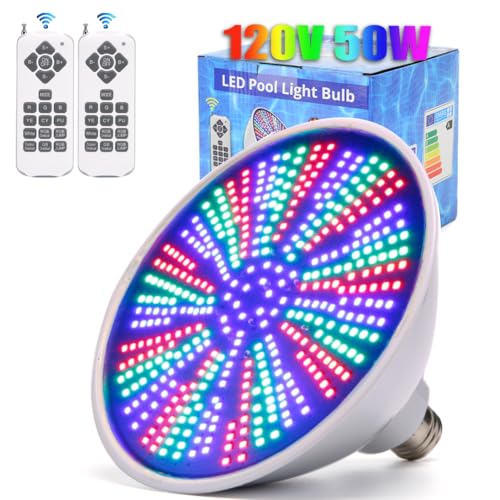 RGB Pool Light Bulb for Inground Pools, E26, 120V, 50W