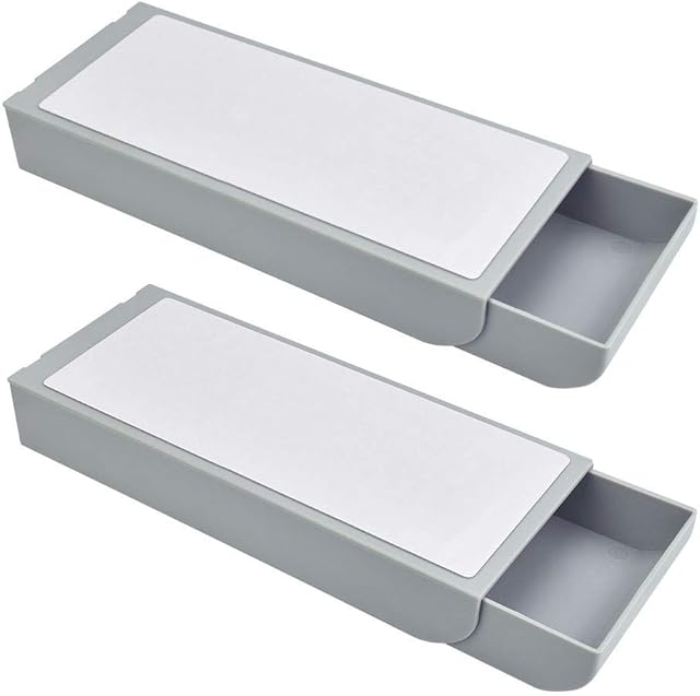 WANTOUTH 2 Pcs Drawer Pen Box Under Desk Drawer Organizer Hidden Desktop Organizer Drawer Pencil Tray Self-Adhesive Drawer Storage Plastic Drawer Organ Desk Storage Box for Office Home School Student