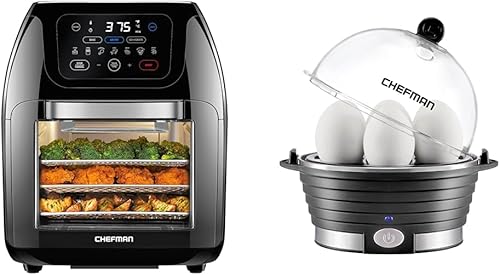 CHEFMAN Freidora de aire digital multifuncional+ asador, deshidratador, horno de convección y cazador rápido de huevos, vaporizador de alimentos y
