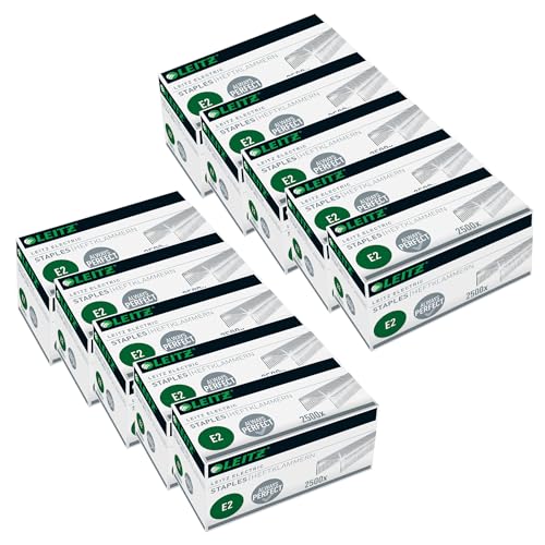 Leitz Electric Heftklammern E2, Verzinkt, 10 x Box mit je 2500 Heftklammern, 55690000