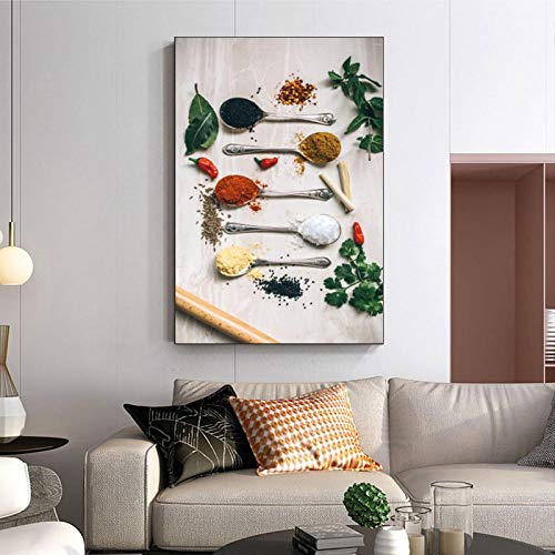 Affiche pour cuisine restaurant déco murale moderne toile épices 60x90cm