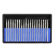 20pcs HP Diamond Burs Kit, Small Heads Grinding Bur Drill Bit 3/32 Inch, 2.35mm Shank Rotary Tool for Stone Porcelain Ceramic Metal Carving, Grinding, Polishing, Engraving