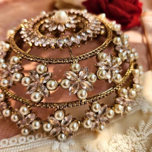 Image of Hair Bun Cage Accessory for Women | Handcrafted Brass Juda Cover with Stick | Anti-Tarnish Traditional Hair Accessory for Wedding & Festive (Sitara Hair Bun (Antique Gold))