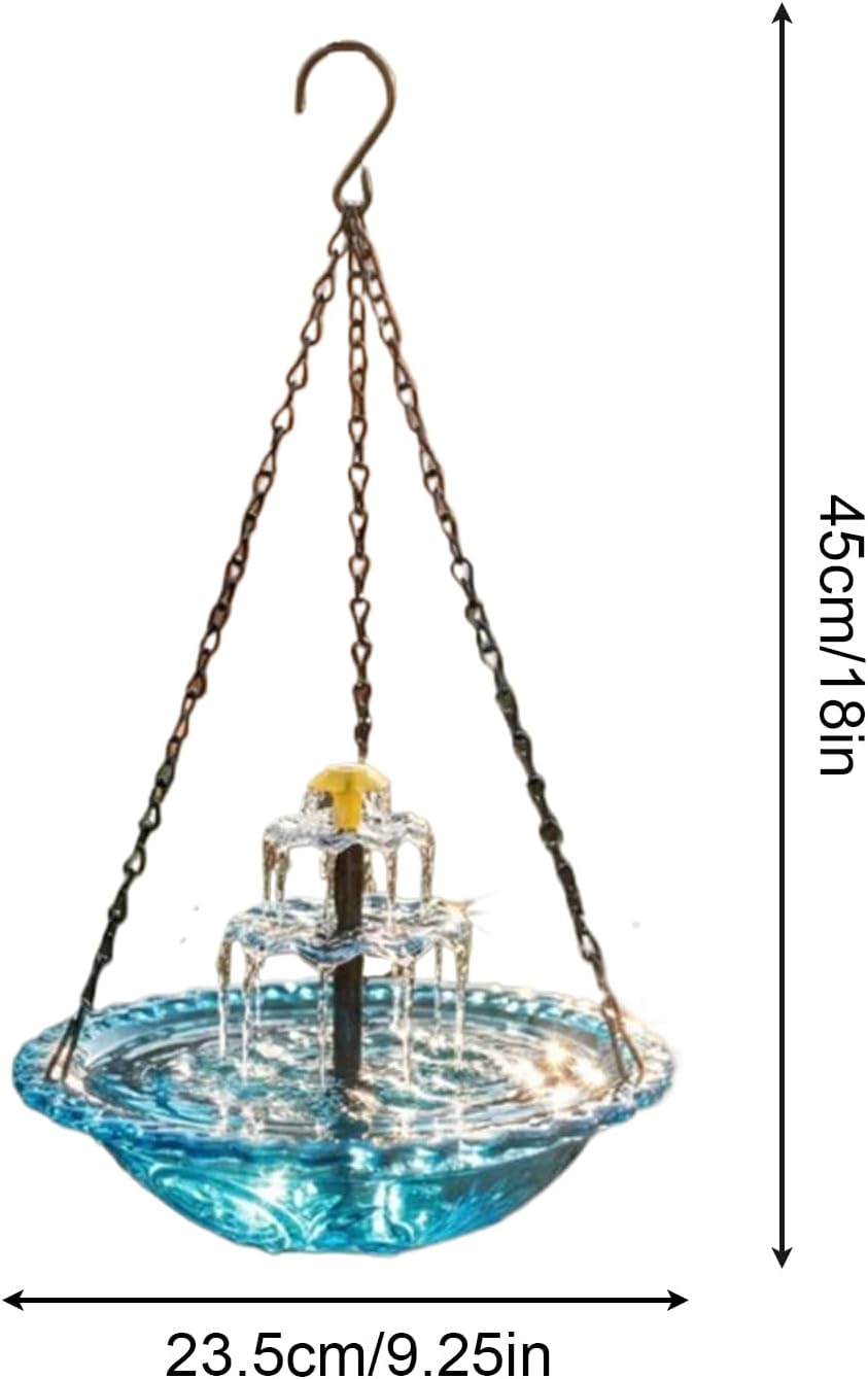 Solar Bird Bath Fountain, Hanging Bird Bath for Garden, Outdoor Small Solar Water Feature with Fountain Pump & Bowl, Attracting Wild Birds, Outdoors Decor for Garden, Patio, Lawn Decor