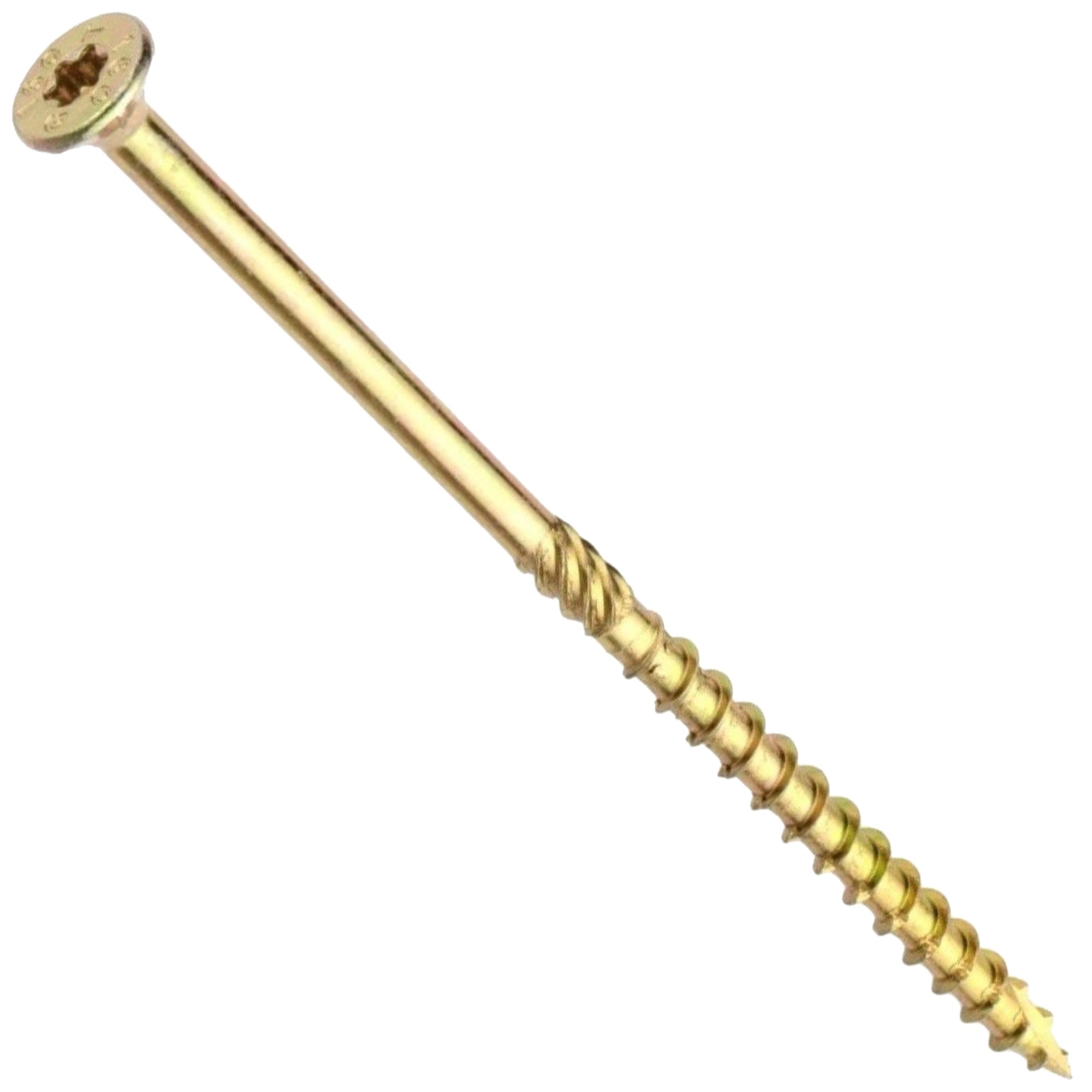 Torx Yellow Wood Screws 100mm x 5.0mm (Pack of: 20) Countersunk High Performance Multi-Purpose TX Screw