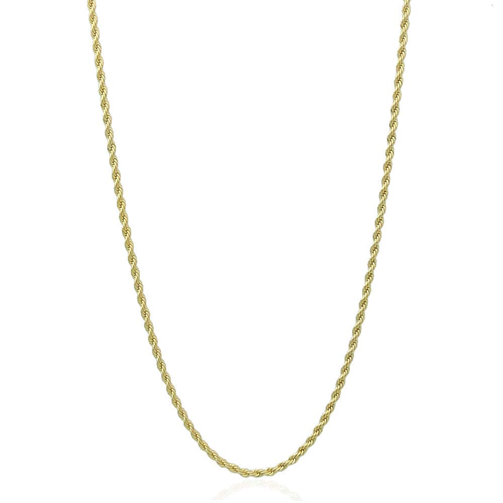 Gold chain necklace, 3MM French rope chain necklace plated 18K gold for men women, 16"-30" available