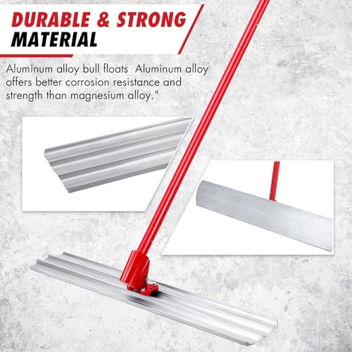 48"x8" Bull Float Kit Magnesium Bull Float for Concrete Finishing Heavy-Duty Cement Smoothing Tool With 4 Float Handle Bracket - Image 4
