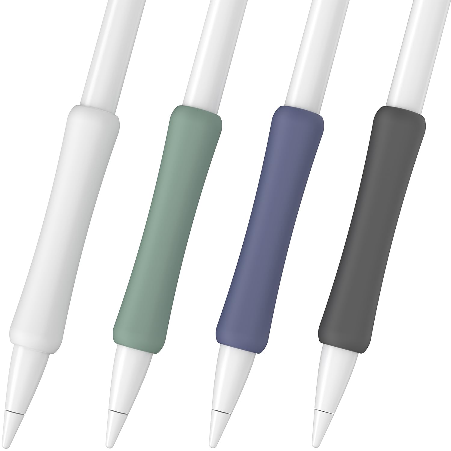 Silikonowy uchwyt kompatybilny z Apple Pencil 1. generacji, Apple Pencil 2. generacji, Apple Pencil Pro i Apple Pencil USB-C ergonomiczny uchwyt (biały/ciemnozielony/ciemnoniebieski/czarny)