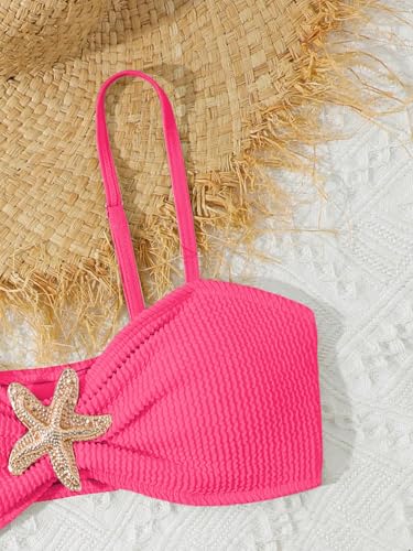 Image of RoseSeek Girl's 2 Piece Padded Bathing Suit Wireless Starfish Swimsuit Spaghetti Strap Vacation Beachwear Set
