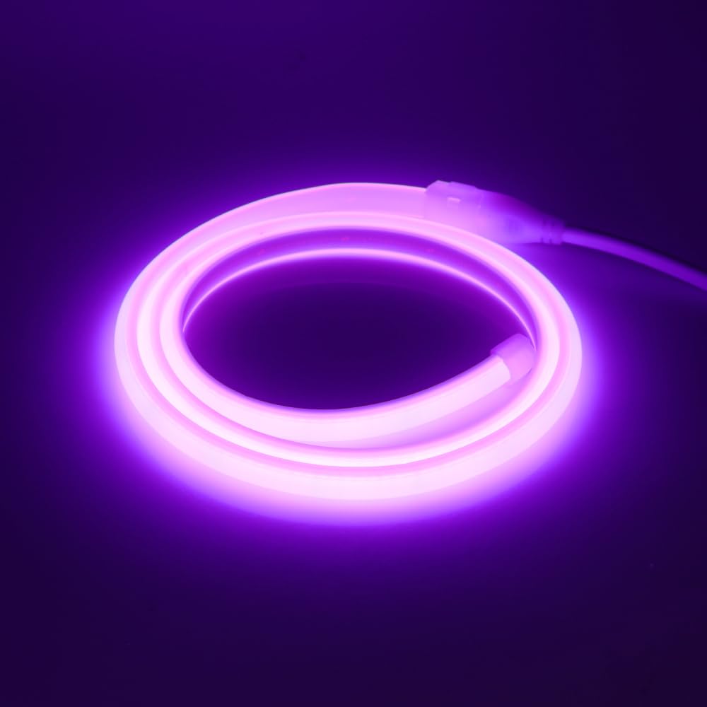 GQL Flexible COB Neon Light Strip, 220V LED Strip 288 LEDs/m, Cut to 50cm, IP65 Waterproof Modified Silica Gel Rope Light with UK Plug Power Supply (22m, Purple) โ image 1