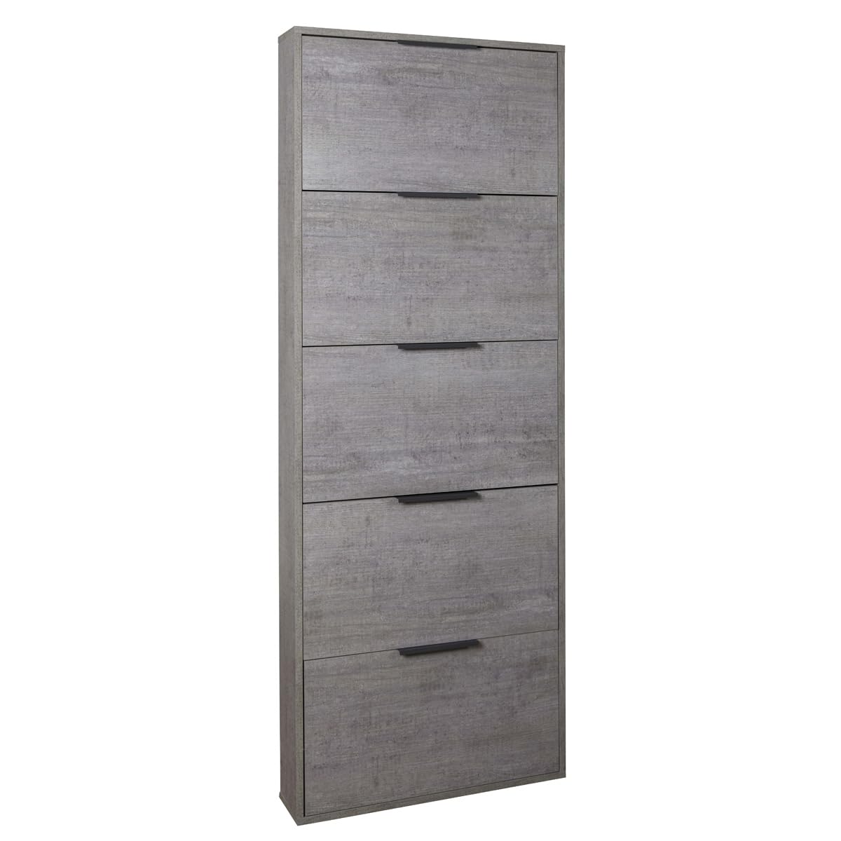 Yellowshop - Mobile portascarpe scarpiera Slim Salvaspazio 3/5 ante a ribalta Bambey disponibile Bianco opaco, Cemento, Rovere Artisan Made in Italy (5 Ribalte Cemento)