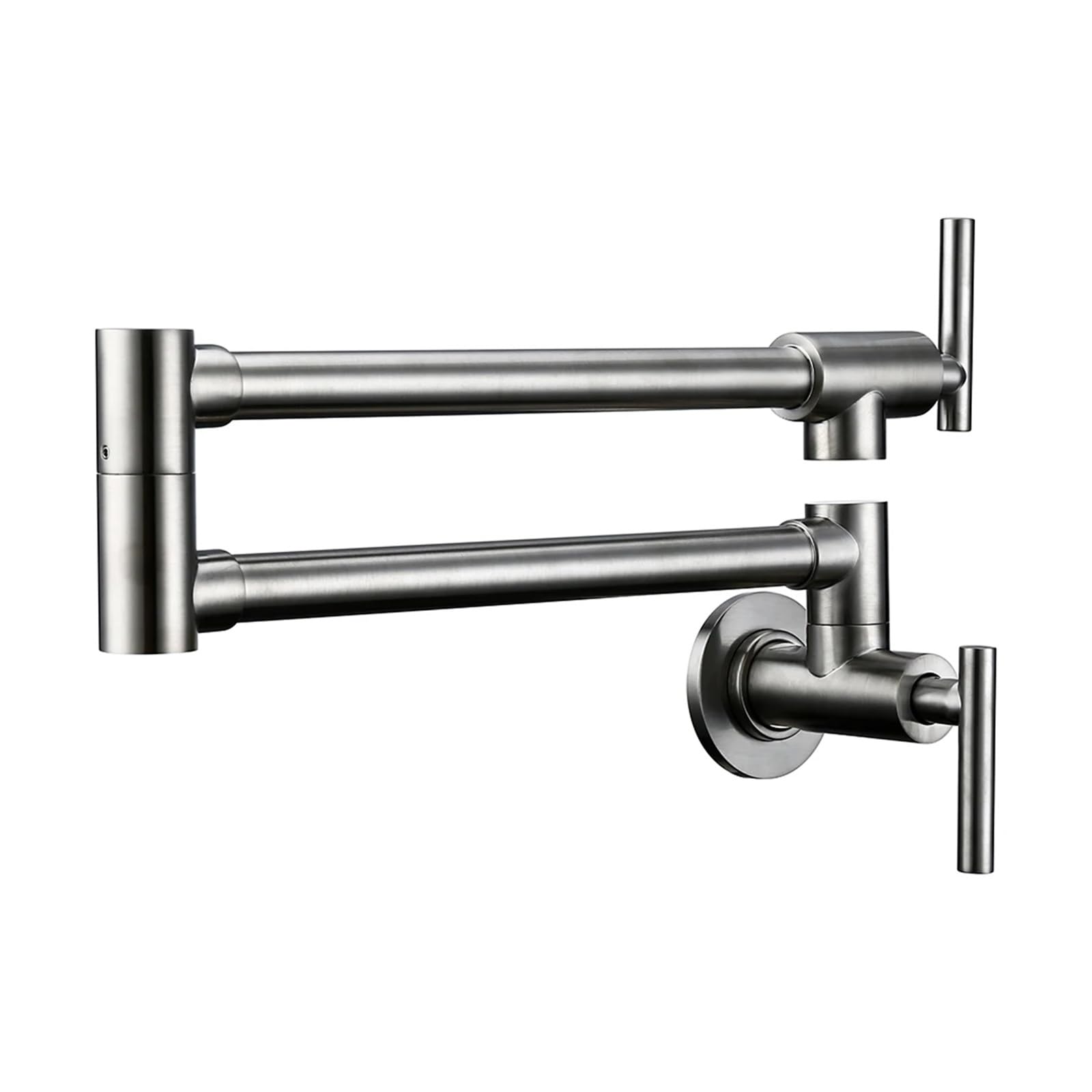 ZQFHSX Brushed Chrome Brass Wall Mounted Pot Filler Faucet, Swivel Folding Retractable Rotary Stretch Sink Tap for Most Scenarios(Brushed Chrome)