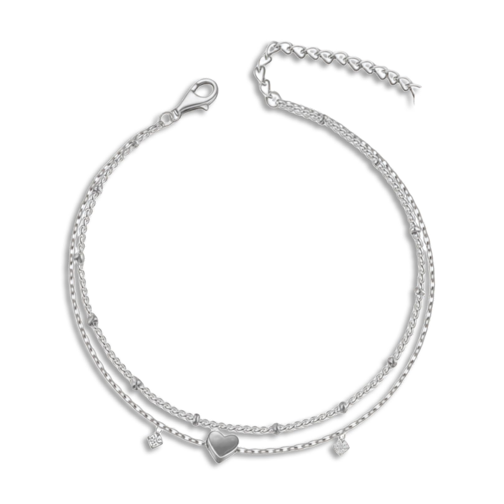 Cavigliera da donna, in acciaio inox e argento, impermeabile, da donna, con brillantini, idea regalo, da spiaggia, da surfista