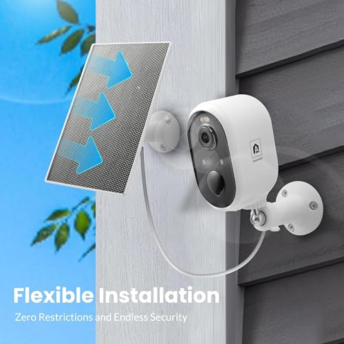 Image of Solar Security Camera Outdoor Wireless, 2K Color Night Vision, Battery Powered PIR Motion Detection,2.4GHz WiFi Cameras for Home Surveillance, Light and Sound Alarm, 2-Way Audio