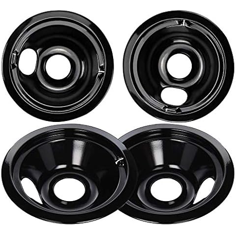Black Porcelain Burner Drip Pans Set Replacement Cover