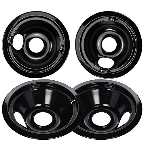 Comparison: Best Pans For An Electric Stove 10 Black Stove Burner Drip Pans Replacement for GE Hotpoint Electric Stove Burner, (2) 8" WB31M19 (2) 6" WB31M20 Set by APPLIANCEMATES