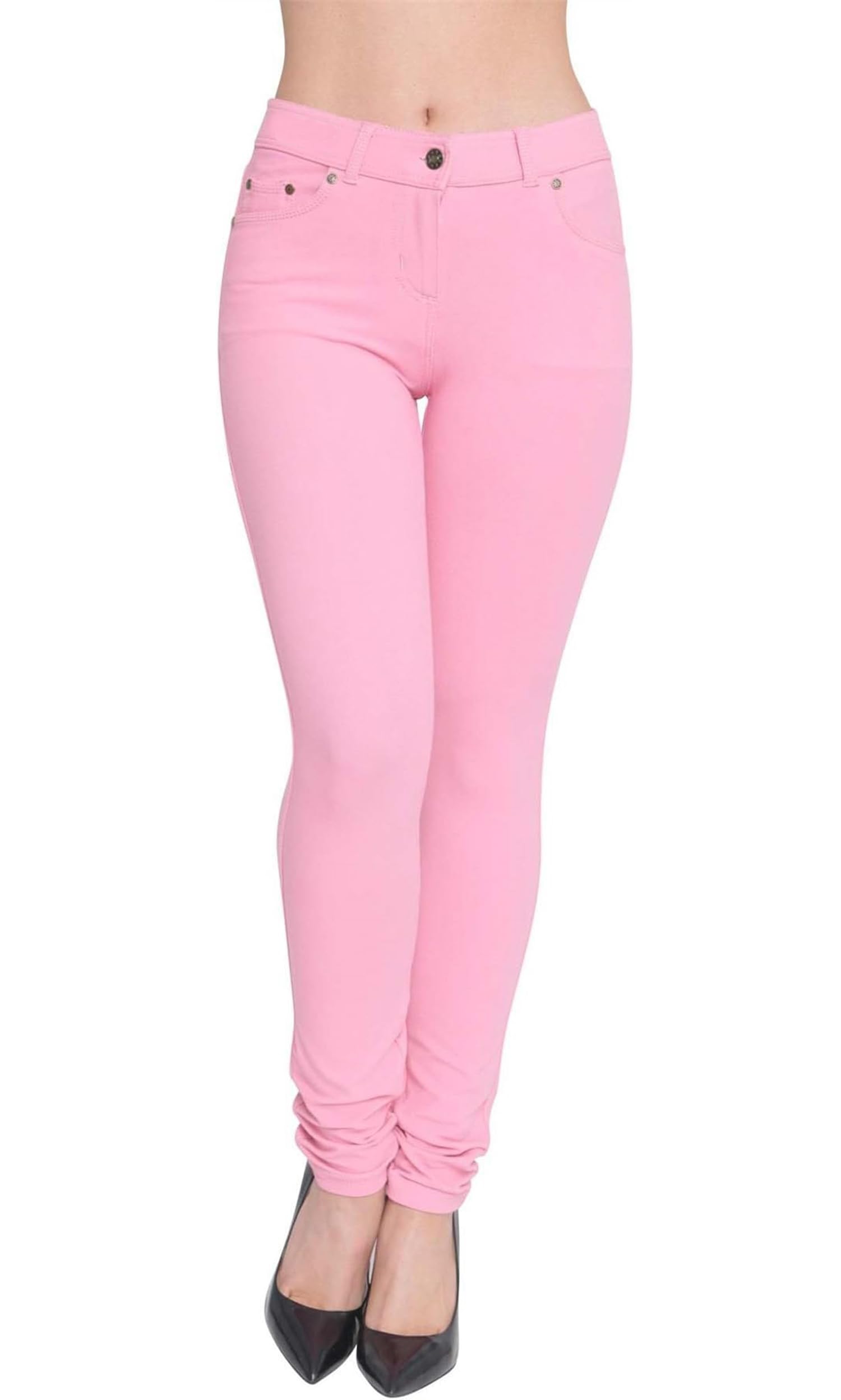 H&FWomen’s Plain Skinny Jeggings for Women UK Mid Waist Stretch Fit Jeans Denim Legging Trousers with Pockets