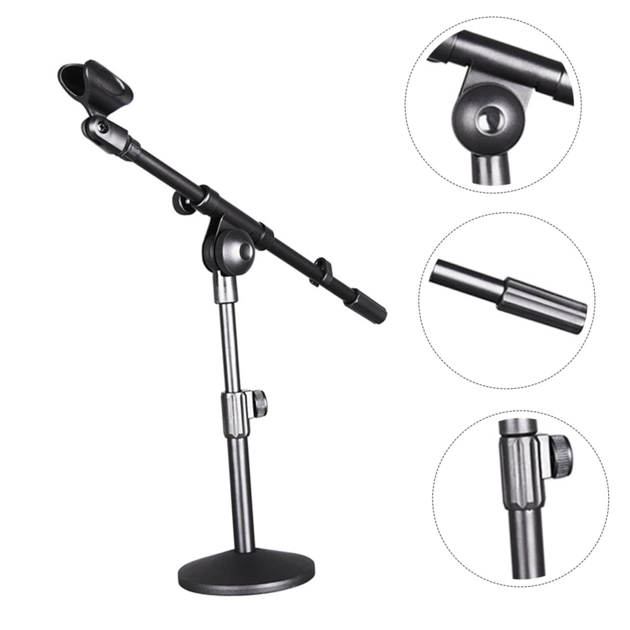 Supporto Microfono da Tavolo Regolabile per Conferenze con Base Silenziosa Stand Compatto e Stabile per Ufficio e Meeting