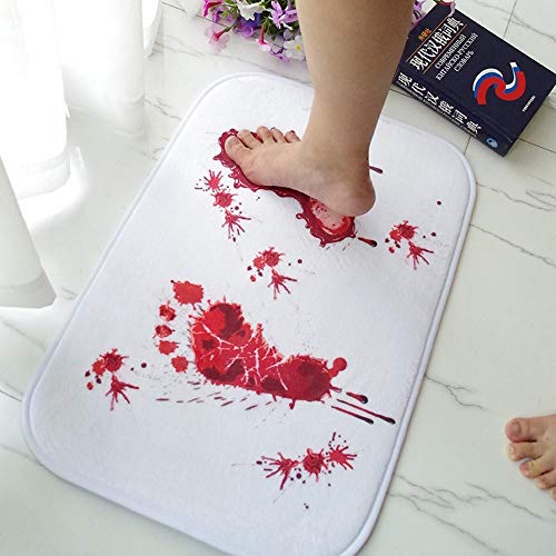Angoter Decor Novelty Doormat Blood Carpet Bath Water Absorption Anti-Slip Rug Horror Terror Bloody Footprint Rug - Image 3
