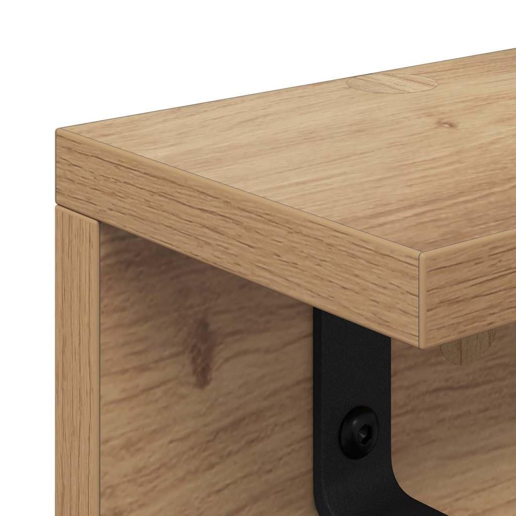Wandgarderobe Artisan-Eiche 100 x 10,5 x 10,5 cm, Wand-Kleiderständer mit Haken und Ablage aus Holzwerkstoff, Moderne Garderobenleiste für Flur und Diele, Platzsparende Wandmontage
