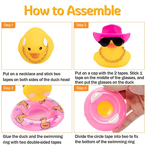 Image of wonuu Car Rubber Duck, Yellow Duck Decoration Dashboard with Sun Hat Swim Ring Necklace Sunglasses for Car Dashboard Decorations