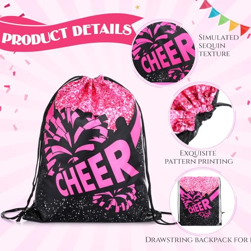 SATINIOR 20 Pcs Cheer Drawstring Backpacks Bulk Cheerleader Bags Hot Pink Cheerleading Gift Bags Cheer Accessories for Cheerleaders2