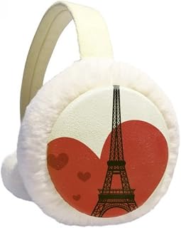 Love Heart Eiffel Tower França Landmark Aquecedor de orelhas de inverno de lã peluda para ambientes externos