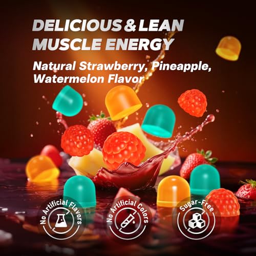 Image of Creatine Monohydrate Gummies Sugar Free, 5000mg Pre Workout for Men & Women with L-Carnitine & Taurine, B12,Magnesium & Potassium, Muscle Strength & Growth, Energy Support,Vegan, Gluten Free,120 Count