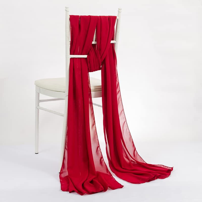 Elfenbeinfarbene Chiffon-Stuhlschärpen, Abdeckhauben für Hochzeiten, Veranstaltungen, Partys, Dekoration, Auburn, 10 Stück