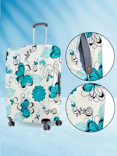 Image of Cortina Tropical Design Travel Suitcase Eco-Friendly Cover | Small | Fits 18-22 Inch Luggage | Polyester-Spandex | 55cm (20 inches) | Luggage Protectors | Anti Scratch /Dust | Pack of 1 | White 2