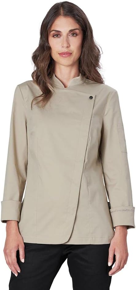Beatrice Women's Chef Jacket, Sand Color, 160 g/mtq, Slim Fit