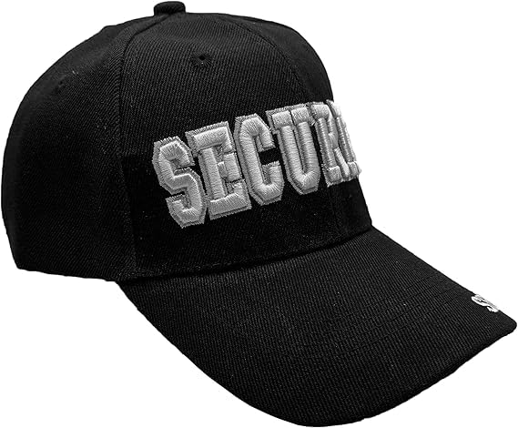 Image of 4 Pack Security Hat Baseball Ball Cap Black Embroidered Adjustable 100% Cotton