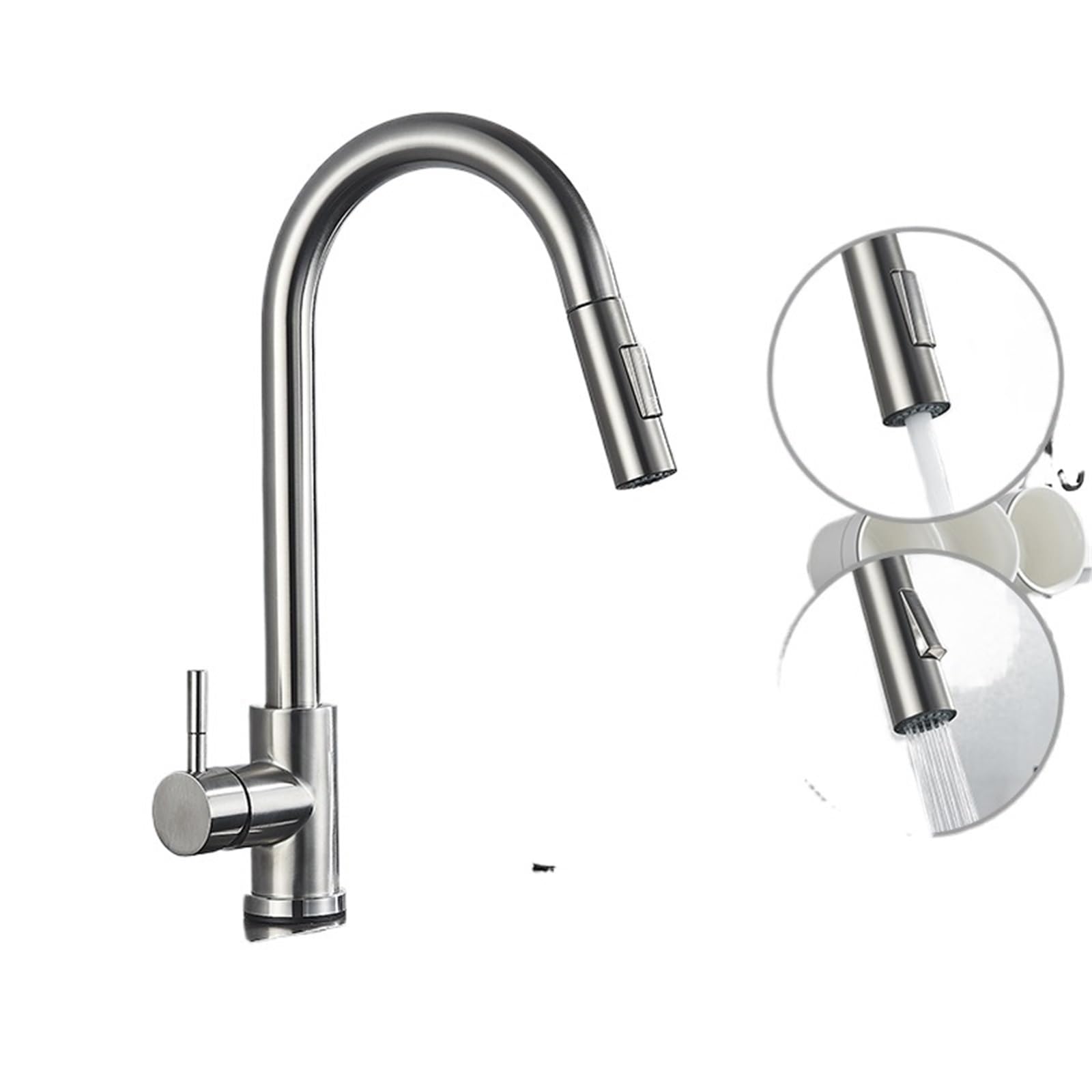 Rrypbovg Brushed Nickle Pull Out Faucet Nickle Gold Kitchen Faucets Stainless Steel Pull Down Stream Sprayer Deck Mount Water Sink Taps Black Brushed(Brushed Nickle)
