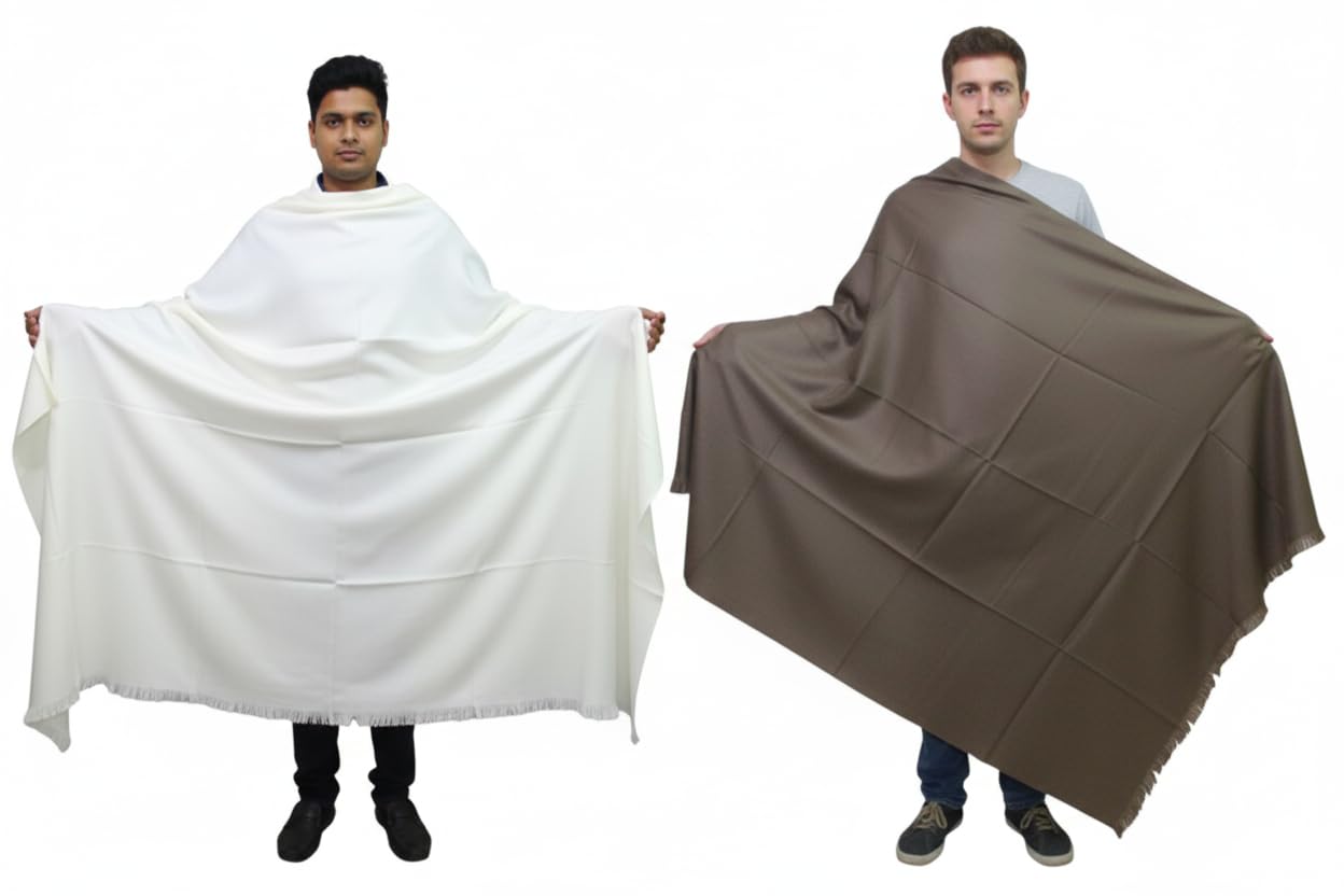 KAVIM White::Grey Wool Solid Men's Shawl KA-SWL-40-picture-30