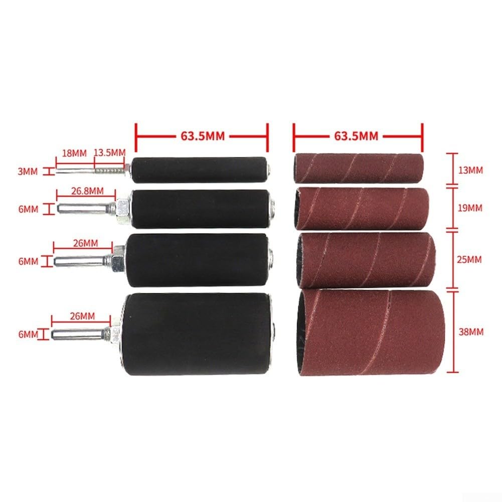 Dischi abrasivi, tamburi abrasivi, strumenti di lucidatura, kit da 20 pezzi con manicotti a grana 80/120 per legno, metallo, plastica, rimozione ruggine (B)
