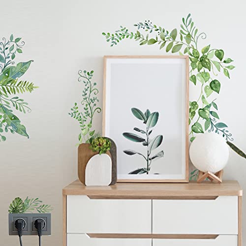 SUPERDANT Green Plants Wall Stickers Tropical Leaf Wall Decals Hanging Vines Peel and Stick Nursery Vinyl Art for Living Room Bedroom Balcony Corridor Window TV Florist - Image 3
